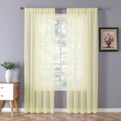 Tollpiz Sheer Curtains Linen Textured Bedroom Curtain Sheers Light Filtering by Tollpiz