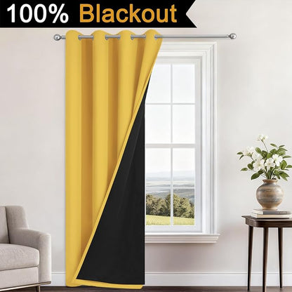 Yakamok Mustard Yellow Blackout Curtains 84 Inches Long 52" Wide 1 Panel | - Image 2