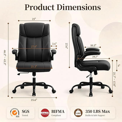 Office Chair, Leather Ergonomic Computer Desk Chair - Image 2