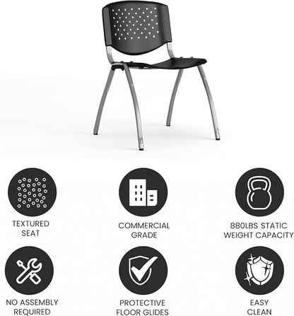Flash Furniture HERCULES Series 880 lb. Capacity Black Plastic Stack Chair - Image 5