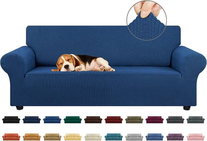 Stretch Couch Covers for Sofa, 3 Cushion Couch Slipcover, Classic Blue by KEKUOU