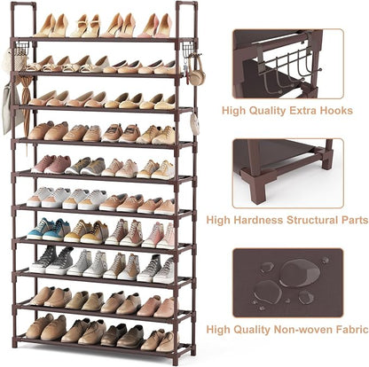 VTRIN 10 Tiers Shoe Rack Tall Large Capacity Wide Shoe Organizer Sturdy Shoe - Image 4