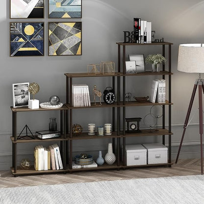 Furinno TURN-N-TUBE Storage Shelves, 4-Tier Toolless Book Shelf, Corner Shelf - Image 6