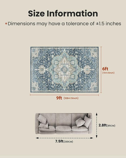AMADA HOMEFURNISHING Washable Area Rugs, Low-Profile Washable Rug - Image 2