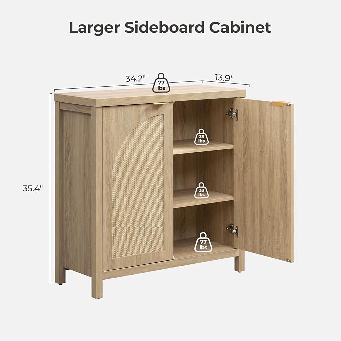 SICOTAS 68" W Rattan Sideboard Buffet Cabinet - Image 2