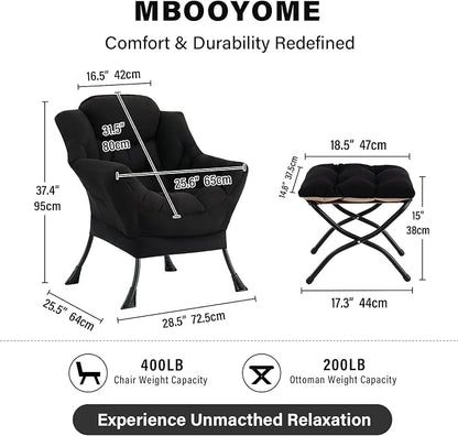 MBOOYOME Lazy Chair with Folding Ottoman, Modern Accent Lounge Armchair with - Image 3