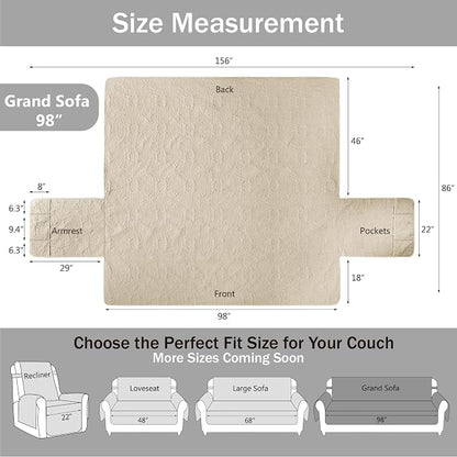 Quilted Grand Sofa Covers for 4 Cushion Couch, Couch Cover for Grand Sofa - Image 7