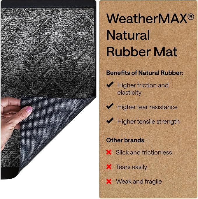 GORILLA GRIP 100% Waterproof All-Season WeatherMAX Doormat, Durable Natural - Image 6