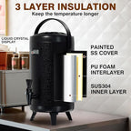 WantJoin 2-pack Insulated Beverage Dispenser-Thermal Hot and Cold Beverage Dispenser Tea Dispenser Stainless Steel 12L/3.2Gal Hot Drink Dispenser with Spigot for Hot Tea&Coffee,Cold Milk,Juice Black