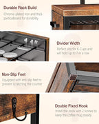 Coffee Pod Drawer Compatible with Nespresso Original Line, 63 Pods Coffee Organizer with Cup Holder, Durable Coffee Maker Stand with Storage Drawer, Rustic Brown