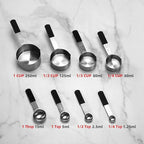 Magnetic Stainless Steel Measuring Cups & Spoons Set – 8-Piece Stackable Set with Engraved Measurements – Dishwasher Safe Baking Essentials