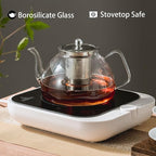 1200 ml/40 oz Glass Teapot with Infuser, Glass Tea Kettle Stovetop，Tea Pot with Infusers for Loose Tea, Tea Maker Gift