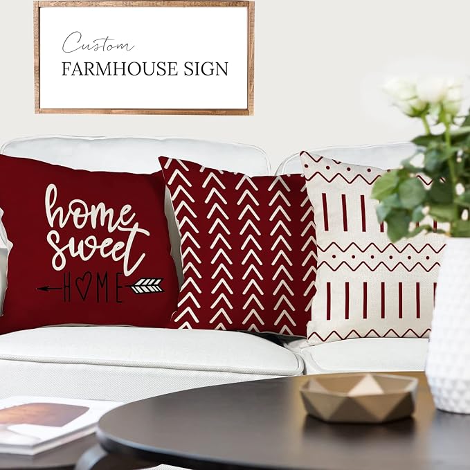 YCOLL Christmas Pillow Covers 22x22 Set of 4, Modern Sofa Throw Pillow Cover - Image 4