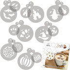 NAKLEO Coffee Cookies Decoration Reusable Plastic Baking Stencil - 7x7cm and 11x11cm / 2.8'x2.8' and 4.3'x4.3' - Halloween Ghost Spider - Art Craft DIY Biscuit Pastry Cake Glaze Kitchen