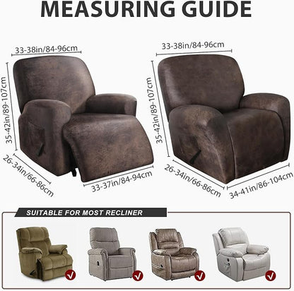 ANARACHON Leather Look Oversize Recliner Chair Covers, Thick 4 Pieces Recliner - Image 3