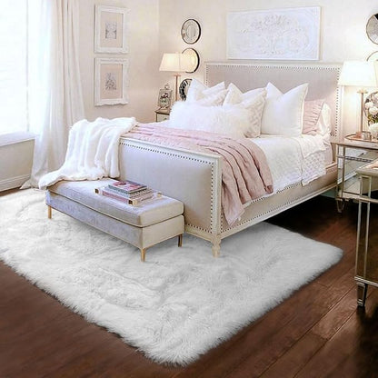 Amdrebio White Fuzzy Furry Small Kids Area Rug 3x5 - Image 7