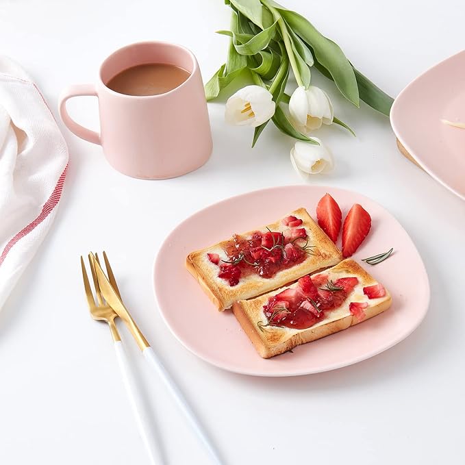 Stone lain Delilah Salad Plate 6-Piece Dish Set, Porcelain, Blush, 6 Salad Plates