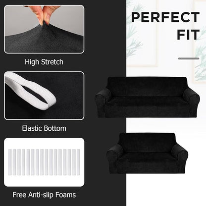Peryiter 2 Pcs Sofa Covers Couch and Loveseat Covers Set Stretch Sofa Slipcover - Image 4