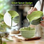 Matcha Set, 9 Pcs Japanese Matcha Whisk Set Matcha Tea Set for Traditional Tea Ceremony, Ceramic Matcha Kit for Matcha Drinks Matcha Set Whisk and Bowl Gift for Starters & Matcha Lover, Green