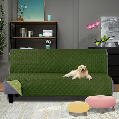 U-NICE HOME Futon Sofa Covers 68''Armless Couch Cover, Huntergreen/Sage | - Image 2