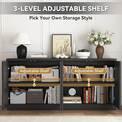 63'' Fluted TV Stand for TVs up to 75'', Modern Media Console - Image 3