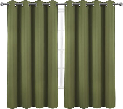 Olive Green Blackout Curtains 52 x 63 Inch Length/Set of 2 Curtain - Image 2