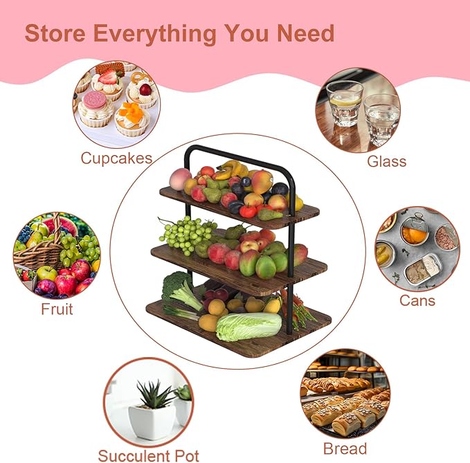 Cupcake Stand, 3-Tier Dessert Stand for 68 Cupcakes, Wood & Metal Tower Display Premium Holder Dessert Tree Tower for Wedding Graduation Birthday Christmas Party, Serving Tray