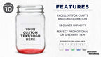 DISCOUNT PROMOS Custom Decorating Mason Jars 12 oz. Set of 10, Personalized Bulk Pack - Glass Jars for Overnight Oats, Candies, Fruits, Pickles, Spices, Beverages - Red