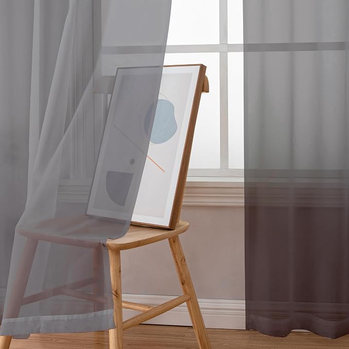 Simplebrand Grey Sheer Curtains 63 Inch Length 2 Panels, Rod Pocket Solid Color - Image 4