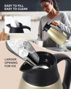 70 OZ Updated Thermal Coffee Carafe for keeping hot, 2 PCS Carafe for hot liquid, Insulated Stainless Steel Vacuum Thermal Pot for Coffee, Hot Water,Keep Hot 12 Hours (Gold+Gold)