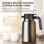 Vondior Coffee Carafe 65oz - 36 Hours Thermal Coffee Thermos- Insulated 304 Stainless Steel Hot Beverage Dispenser - Coffee Carafes For Keeping Hot/Cold Coffee, Tea, Water, Drink Dispenser for Parties
