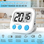ZILLEEN Kitchen Timer Digital with Magnetic Back for Kids Classroom, White 6 Pack