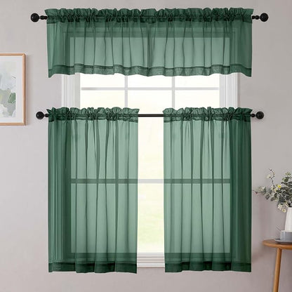 Cafe Curtains 36 Inch Length Tier 2 Pieces, Modern Soft Airy Sheer Kitchen - Image 8