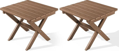 SERWALL Folding Outdoor Side Table Set of 2, Portable Adirondack Side Table by SERWALL