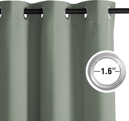 NICETOWN Room Darkening Draperies Curtains Panels, 2 Panels Sage Green W52 x L84 - Image 3