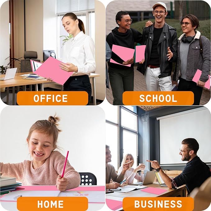 Zzrywuty File Folders with Pockets Letter Size，25-Pack Paper Folders with Card Slot，Two Pocket Folders for School Students，Businessmen，Home and Office Workers（Pink）