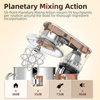 COOKLEE Stand Mixer, 9.5 Qt. 660W 10-Speed Electric Kitchen Mixer with Dishwasher-Safe Dough Hooks, Flat Beaters, Wire Whip & Pouring Shield Attachments for Most Home Cooks, Champagne