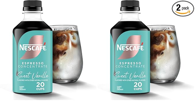 NESCAFÉ Espresso Concentrate, Instant Espresso Iced Coffee, Sweet Vanilla, 1 Bottle (10 Fl Oz) (Pack of 2)