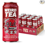 Drink Weird Organic Agua de Jamaica Hibiscus Black Tea – 16oz Cans, 160mg Organic Caffeine, Pack of 12 – Bold & Refreshing Energy Drink Alternative
