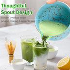 MONOJOY Matcha Whisk Set Ceramic Bowl with Spout Includes Chasen and Holder, Bamboo Scoop, Sifter Kit, Ceremonial Matcha Tea Cute Making Tool Gift Perfect for Matcha Latte Lovers | Beginners, 5pcs