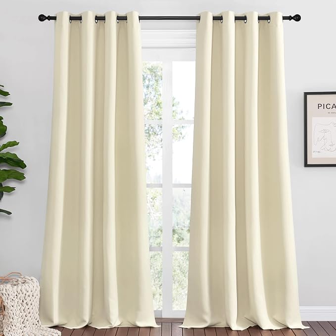 NICETOWN Beige Room Darkening Curtains 120" Long by NICETOWN