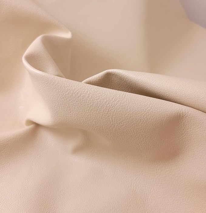 Bone Offwhite Soft Faux Vegan PU Leather by The Yard Synthetic Pleather 0.9 mm - Image 6