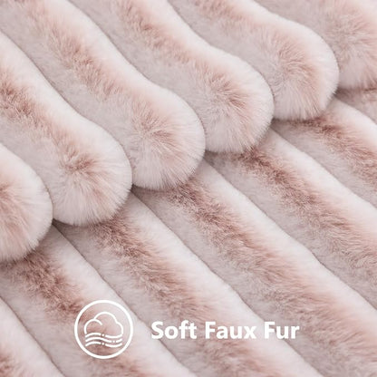 decorUhome Fall Faux Fur Throw Pillow Covers 24x24 Set of 2 Pink White | - Image 3