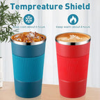 Sabary 4 Pack 16 oz Bulk Travel Coffee Mug with Lid Reusable Vacuum Insulated Coffee Tumbler Double Wall Thermal Stainless Steel Camping Tea Cup for Christmas Winter Drinks Employee Gift(Multicolor)