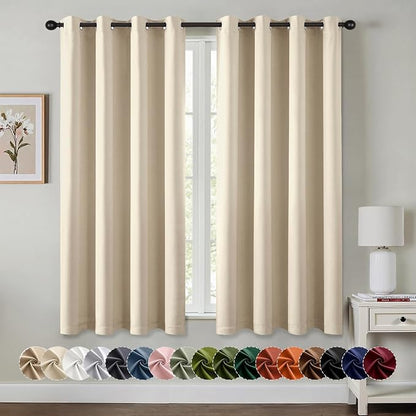 MIULEE Blackout Curtains for Bedroom 2 Panels 55 x 68 Inch Long Cream Beige | by MIULEE