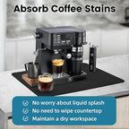 PoYang 17"x12" Coffee Mat Small, Coffee Bar Accessories for Countertop, Absorbent Dish Drying Mat, Anti-Slip and Hide Stain Pad for Espresso Machine, Espresso Maker and Kitchen Counter, Black