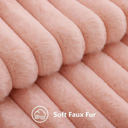 decorUhome Fall Faux Fur Throw Pillow Covers 20x20 Set of 2 Blush Pink | - Image 2