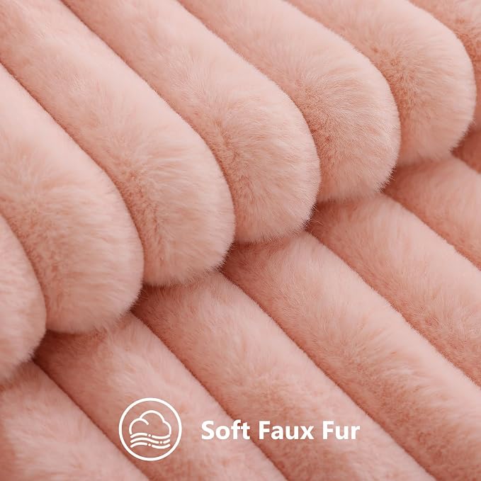 decorUhome Fall Faux Fur Throw Pillow Covers 18x18 Set of 2 Blush Pink | - Image 2