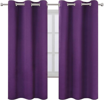 Purple Thermal Blackout Curtains/42 x 72 Inch/Set of 2 Panels Room Darkening - Image 2