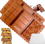 2 Pack Deep Chocolate Bar Mold 1.2 inch Kataifi Pistachio Dubai Chocolate Bar Kit Thick Silicone Molds for Stuffed Bar Large Big Candy Bar Mould for Filling